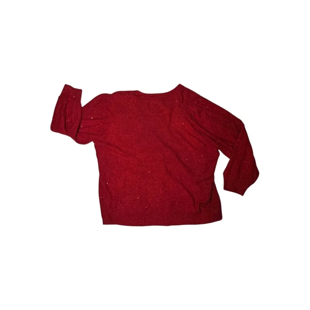 Liz Claiborne Red Sparkly Sequins Sweater W‎ Balloon Sleeves 3X NWT